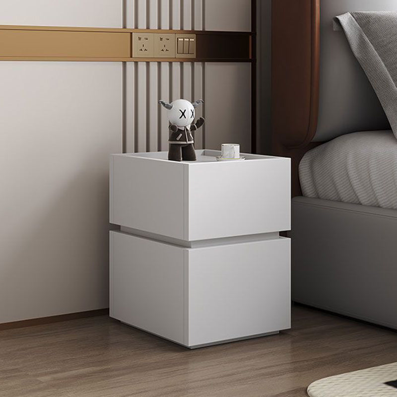 Modern Luxury Ultra Narrow Rectangular Tabletop Solid Wood Nightstand 2-Drawer For Bedroom