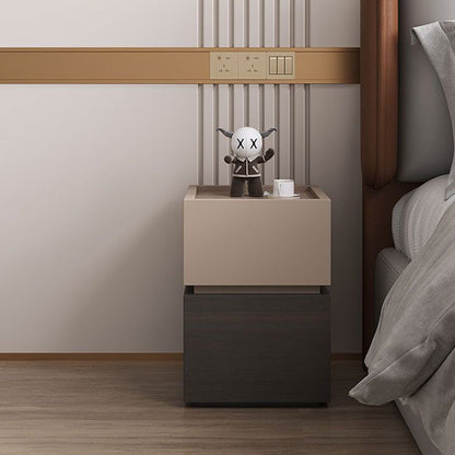 Modern Luxury Ultra Narrow Rectangular Tabletop Solid Wood Nightstand 2-Drawer For Bedroom
