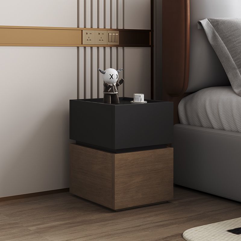 Modern Luxury Ultra Narrow Rectangular Tabletop Solid Wood Nightstand 2-Drawer For Bedroom