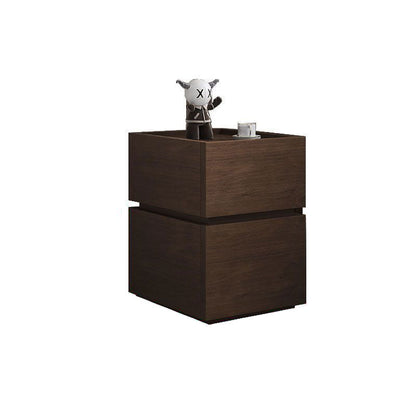 Modern Luxury Ultra Narrow Rectangular Tabletop Solid Wood Nightstand 2-Drawer For Bedroom