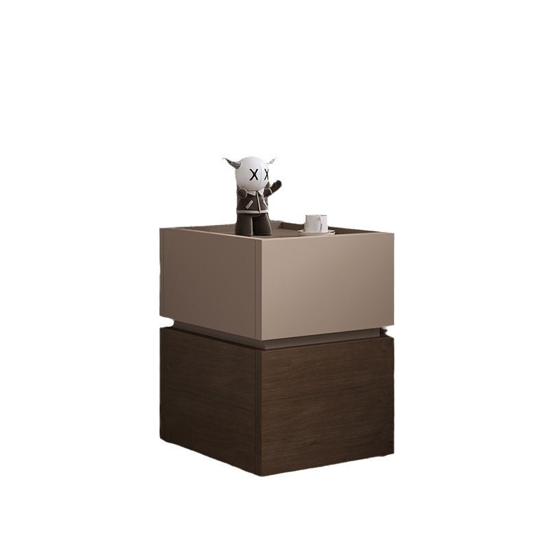 Modern Luxury Ultra Narrow Rectangular Tabletop Solid Wood Nightstand 2-Drawer For Bedroom