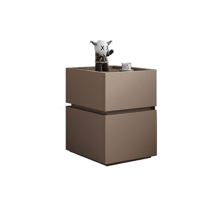 Modern Luxury Ultra Narrow Rectangular Tabletop Solid Wood Nightstand 2-Drawer For Bedroom