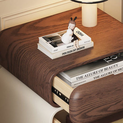 Traditional Vintage Square & Rectangular MDF & Wood Microfiber Leather Nightstand 2-Drawer for Bedroom