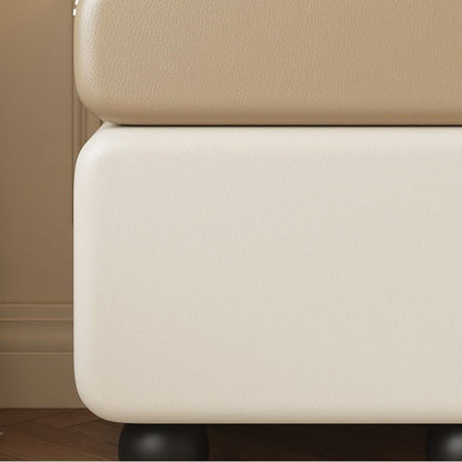 Traditional Vintage Square & Rectangular MDF & Wood Microfiber Leather Nightstand 2-Drawer for Bedroom