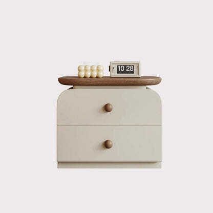 Traditional Vintage Square Solid Wood Rubberwood Nightstand 2-Drawer For Bedroom