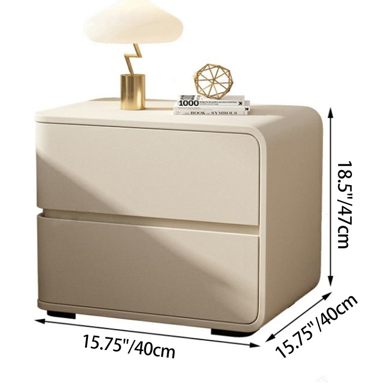 Contemporary Luxury Rectangle Microfiber Leather Solid Wood Plastic Metal Nightstand 2-Drawer For Bedroom