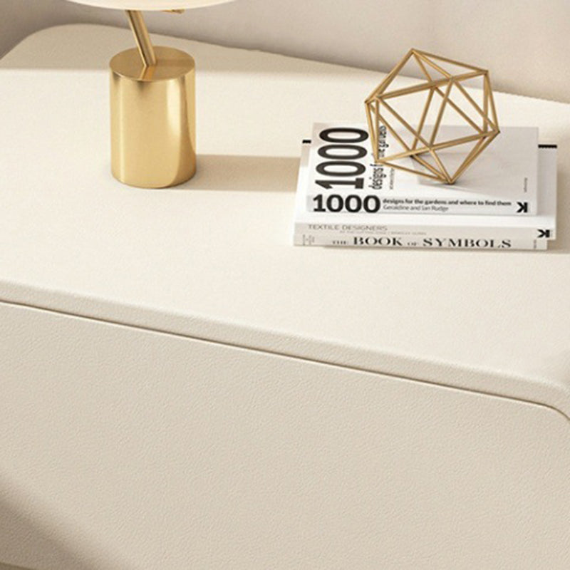 Contemporary Luxury Rectangle Microfiber Leather Solid Wood Plastic Metal Nightstand 2-Drawer For Bedroom