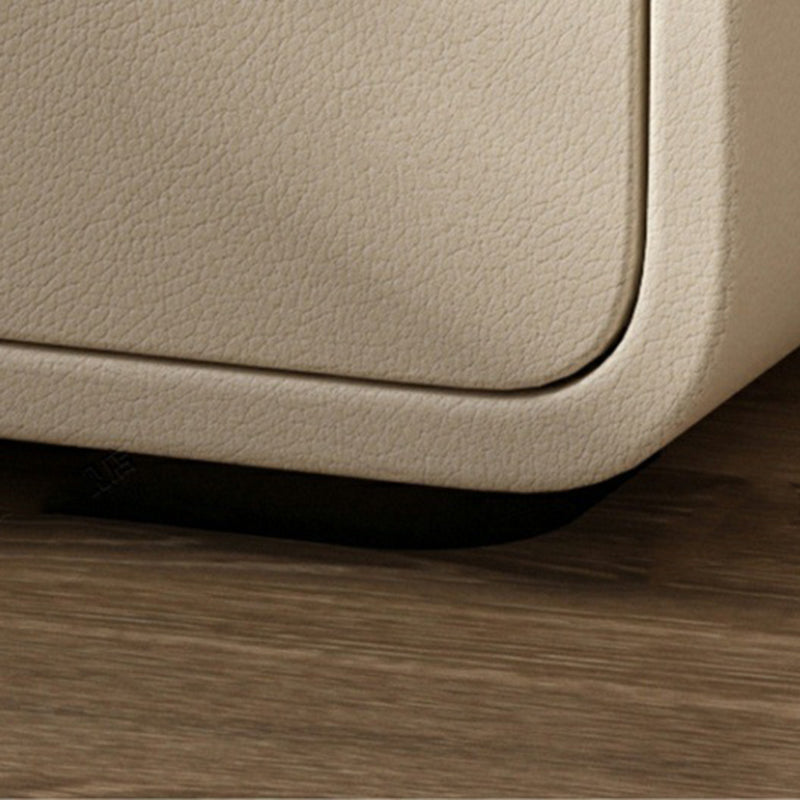 Contemporary Luxury Rectangle Microfiber Leather Solid Wood Plastic Metal Nightstand 2-Drawer For Bedroom