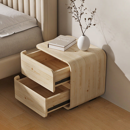 Contemporary Luxury Rectangle Microfiber Leather Solid Wood Plastic Metal Nightstand 2-Drawer For Bedroom