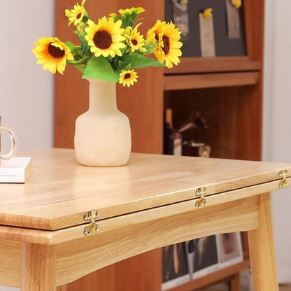 Modern Minimalist Rectangular Foldable MDF & Solid Wood Metal Dining Table For 2-6 Seats