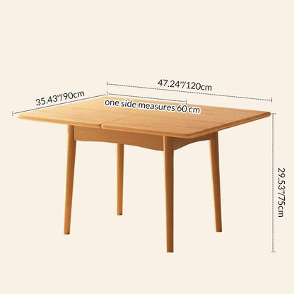 Modern Minimalist Rectangular Foldable MDF & Solid Wood Metal Dining Table For 2-6 Seats