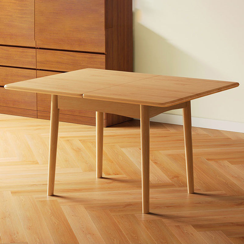 Modern Minimalist Rectangular Foldable MDF & Solid Wood Metal Dining Table For 2-6 Seats