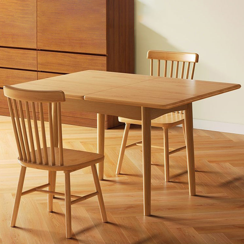 Modern Minimalist Rectangular Foldable MDF & Solid Wood Metal Dining Table For 2-6 Seats