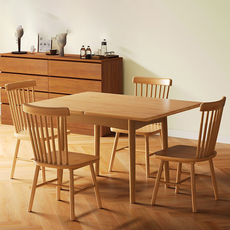 Modern Minimalist Rectangular Foldable MDF & Solid Wood Metal Dining Table For 2-6 Seats