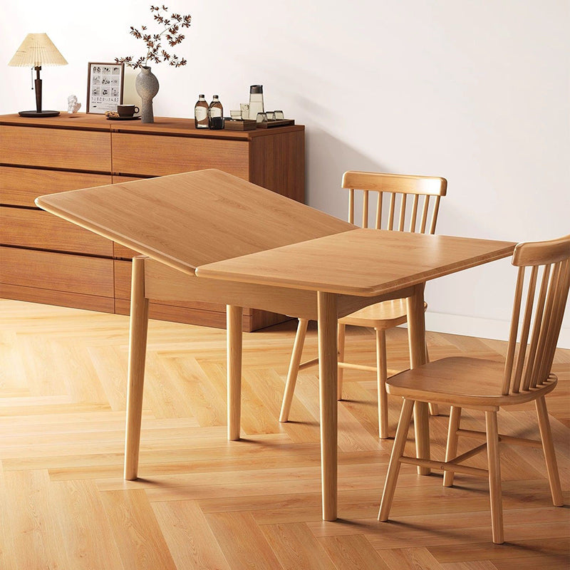 Modern Minimalist Rectangular Foldable MDF & Solid Wood Metal Dining Table For 2-6 Seats