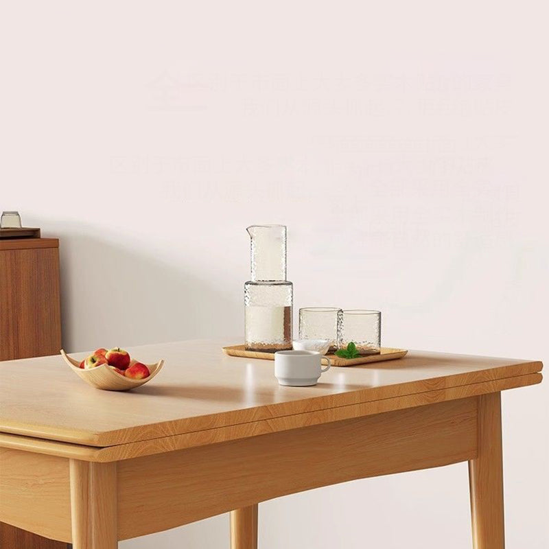 Modern Minimalist Rectangular Foldable MDF & Solid Wood Metal Dining Table For 2-6 Seats