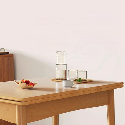 Modern Minimalist Rectangular Foldable MDF & Solid Wood Metal Dining Table For 2-6 Seats