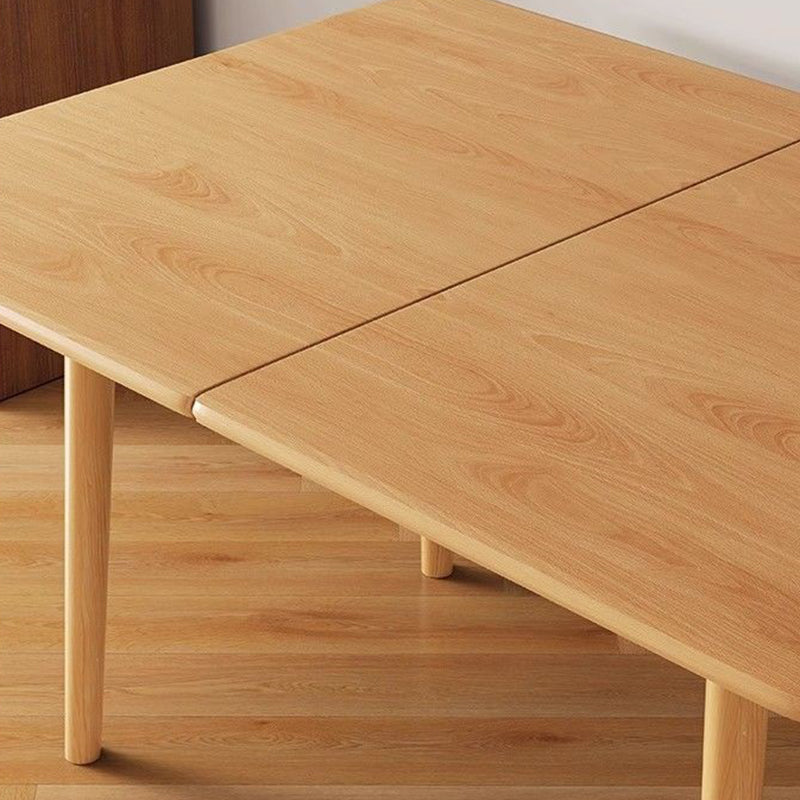 Modern Minimalist Rectangular Foldable MDF & Solid Wood Metal Dining Table For 2-6 Seats