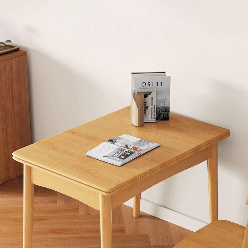 Modern Minimalist Rectangular Foldable MDF & Solid Wood Metal Dining Table For 2-6 Seats