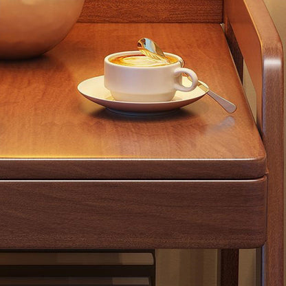 Modern Minimalist Trapezoid Rubberwood Pine Wood Multi-Layer Boards Movable End Table 2-Tier For Bedroom