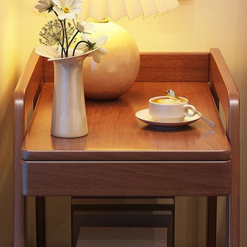 Modern Minimalist Trapezoid Rubberwood Pine Wood Multi-Layer Boards Movable End Table 2-Tier For Bedroom