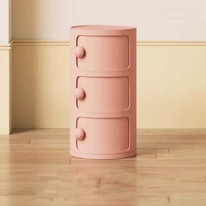 Modern Minimalist Dopamine Detachable Round Plastic Nightstand 1/2/3/4-Cabinet For Bedroom