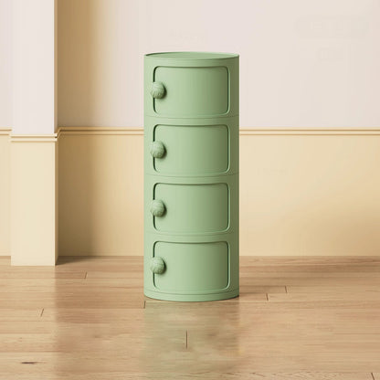Modern Minimalist Dopamine Detachable Round Plastic Nightstand 1/2/3/4-Cabinet For Bedroom
