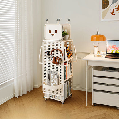 Contemporary Creative Kids Robot Iron PVC Bookshelf 3/4-Tier For Study