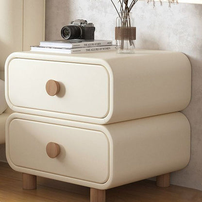 Modern Minimalist Rectangular MDF Microfiber Leather Nightstand 2-Drawer For Bedroom