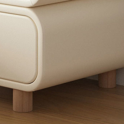 Modern Minimalist Rectangular MDF Microfiber Leather Nightstand 2-Drawer For Bedroom