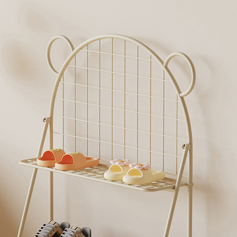 وحدة تخزين أحذية للأطفال من الحديد بتصميم دب شبكي عصري بثلاث طبقات للممر 