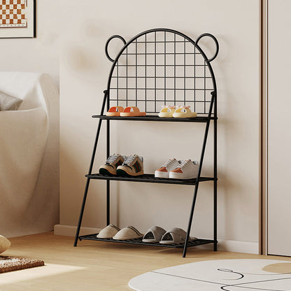 وحدة تخزين أحذية للأطفال من الحديد بتصميم دب شبكي عصري بثلاث طبقات للممر 