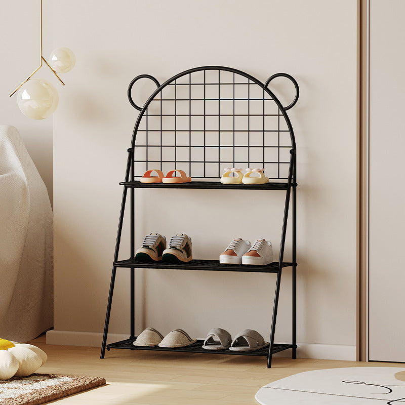 وحدة تخزين أحذية للأطفال من الحديد بتصميم دب شبكي عصري بثلاث طبقات للممر 