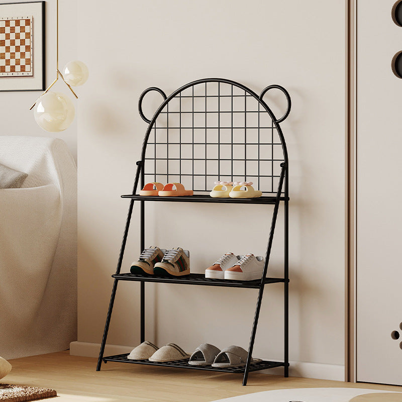وحدة تخزين أحذية للأطفال من الحديد بتصميم دب شبكي عصري بثلاث طبقات للممر 