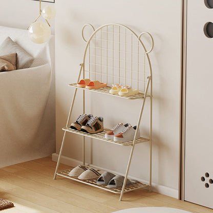 وحدة تخزين أحذية للأطفال من الحديد بتصميم دب شبكي عصري بثلاث طبقات للممر 