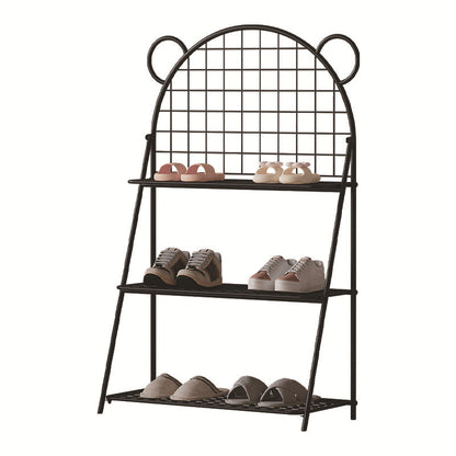 وحدة تخزين أحذية للأطفال من الحديد بتصميم دب شبكي عصري بثلاث طبقات للممر 