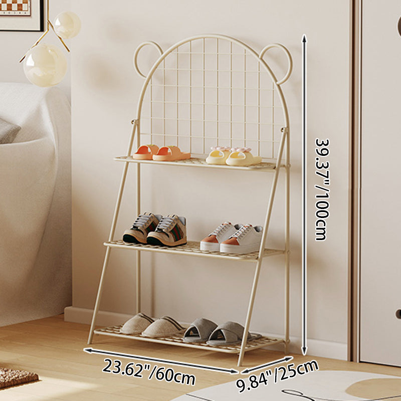 وحدة تخزين أحذية للأطفال من الحديد بتصميم دب شبكي عصري بثلاث طبقات للممر 