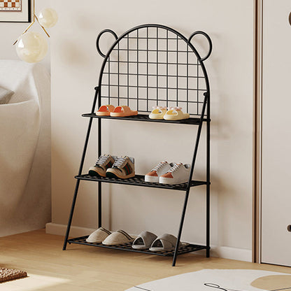 وحدة تخزين أحذية للأطفال من الحديد بتصميم دب شبكي عصري بثلاث طبقات للممر 