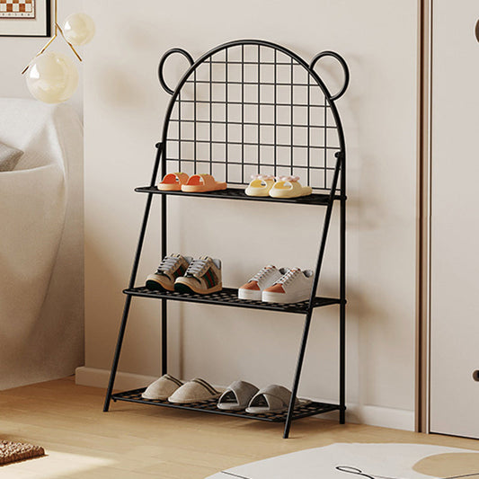 وحدة تخزين أحذية للأطفال من الحديد بتصميم دب شبكي عصري بثلاث طبقات للممر 