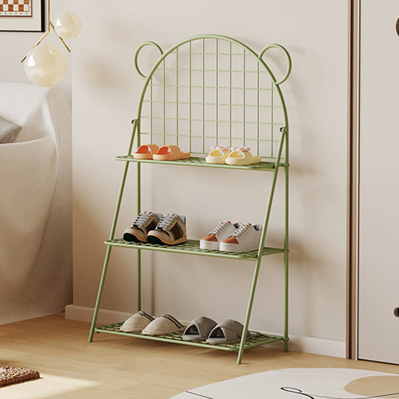 وحدة تخزين أحذية للأطفال من الحديد بتصميم دب شبكي عصري بثلاث طبقات للممر 