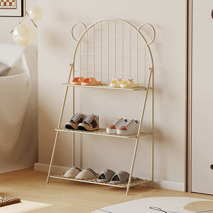 وحدة تخزين أحذية للأطفال من الحديد بتصميم دب شبكي عصري بثلاث طبقات للممر 