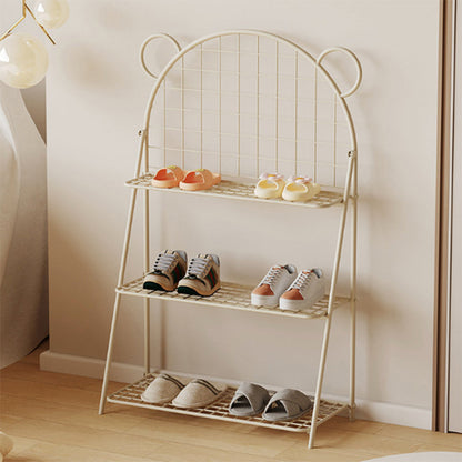 وحدة تخزين أحذية للأطفال من الحديد بتصميم دب شبكي عصري بثلاث طبقات للممر 