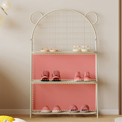 وحدة تخزين أحذية للأطفال من الحديد بتصميم دب شبكي عصري بثلاث طبقات للممر 