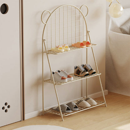 وحدة تخزين أحذية للأطفال من الحديد بتصميم دب شبكي عصري بثلاث طبقات للممر 