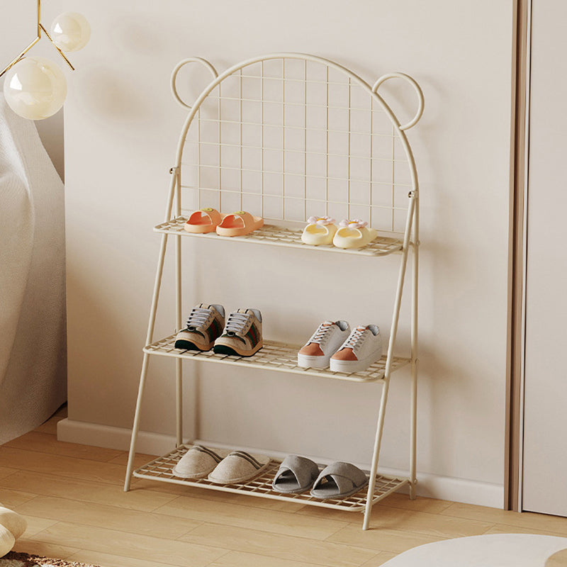 وحدة تخزين أحذية للأطفال من الحديد بتصميم دب شبكي عصري بثلاث طبقات للممر 