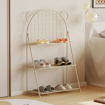 وحدة تخزين أحذية للأطفال من الحديد بتصميم دب شبكي عصري بثلاث طبقات للممر 