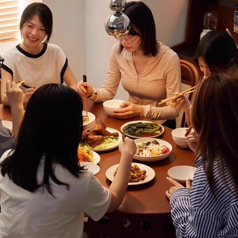 Traditional Rustic Round Square Cherry Wood Stainless Steel Foldable Dining Table For 2-4 Seats