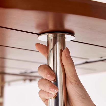 Traditional Rustic Round Square Cherry Wood Stainless Steel Foldable Dining Table For 2-4 Seats