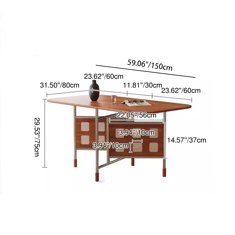 Traditional Rustic Round Square Cherry Wood Stainless Steel Foldable Dining Table For 2-4 Seats