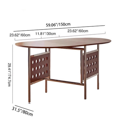 Traditional Rustic Round Square Cherry Wood Stainless Steel Foldable Dining Table For 2-4 Seats